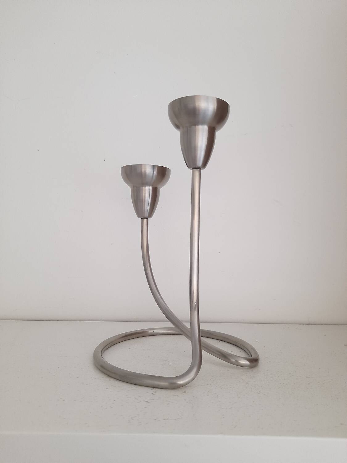 Georg Jensen brushed stainless steel candlestick
