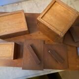 Set of tray and 3 boxes from the 1940s
