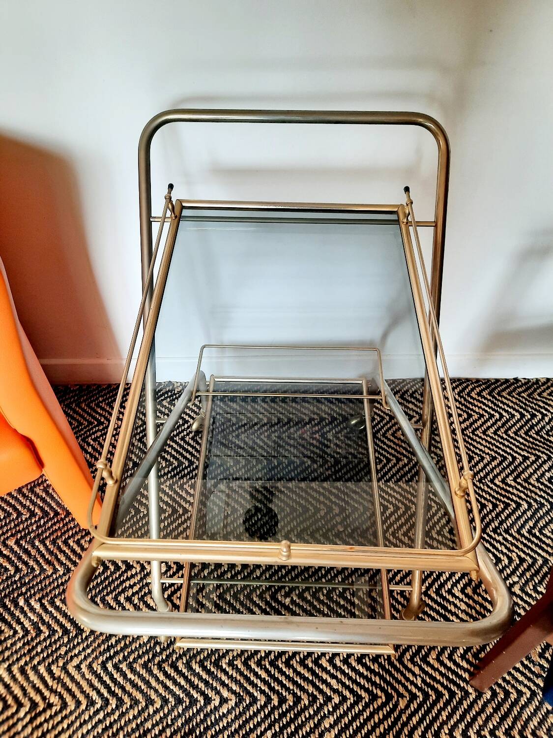 Folding rolling dessert trolley in Hollywood Regency style, 1960s-70s.