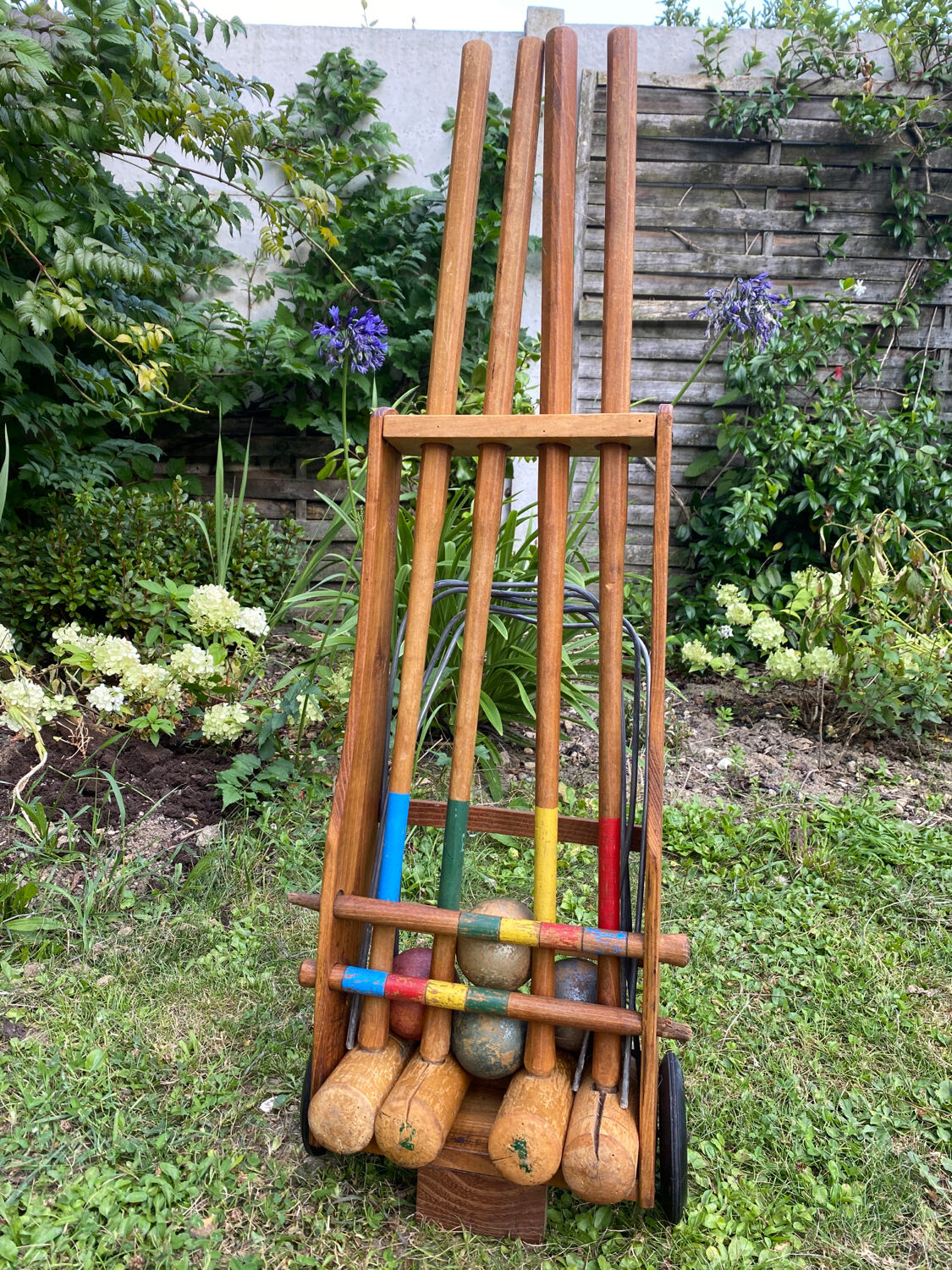 Old wooden croquet set