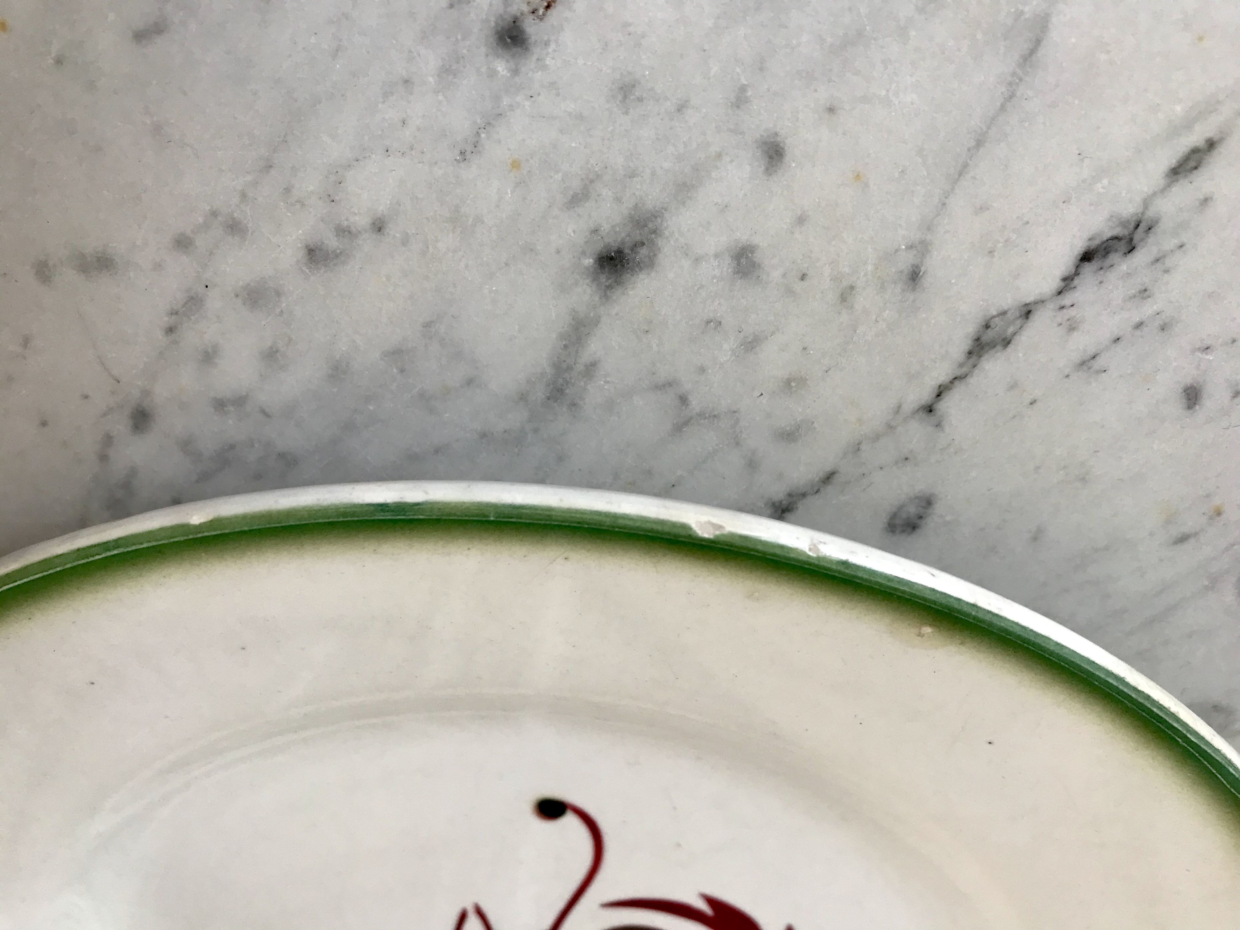 Set of 6 flat plates mismatched Digoin Sarreguemines models Rooster and Casino 30s
