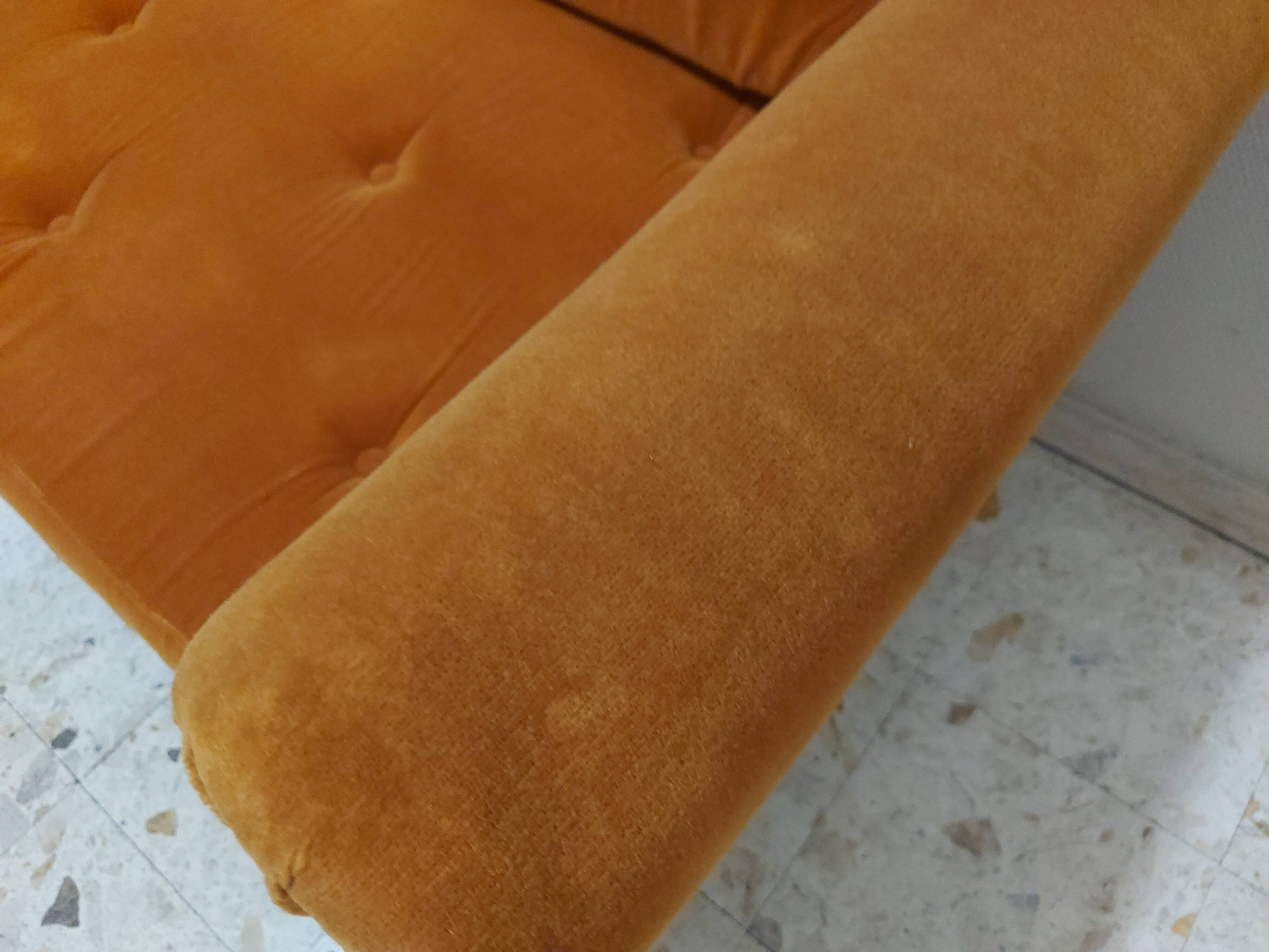 Sofa, daybed art deco, orange velvet