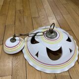 Vintage white ceramic pendant light with patterns