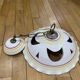 Vintage white ceramic pendant light with patterns