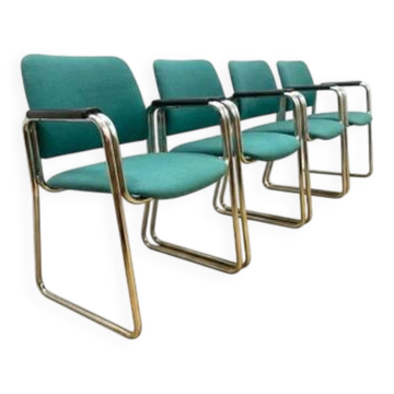 Chaises rétro avec accoudoirs, années 1970-80, Tchécoslovaquie (ensemble de 4)