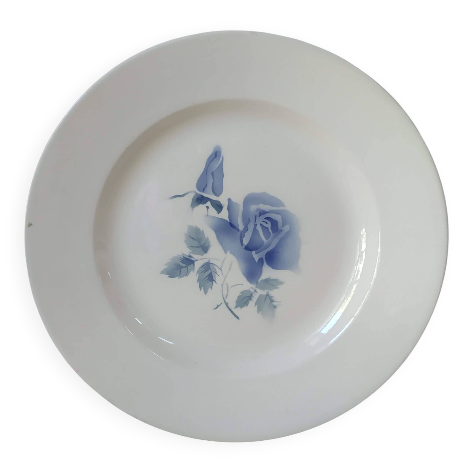 Large Digoin Sarreguemines Blue Rose dish