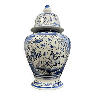 Delft earthenware covered vase decorated with fantastic animals, circa 1940