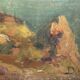 Oil on wood panel marine theme XlXth view of brittany