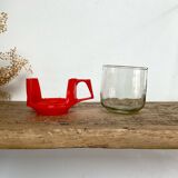 5 vintage red glass and plastic cups