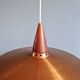 Scandinavian pendant light in copper and teak, 1960s
