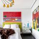 Mid-Century Modern Italian Yellow Lacquered Metal and Brass Pendant Lamp