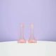 Set of 2 pink glass candlesticks