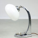 Mid-century flower chrome and opaline table lamp