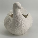Large vintage white ceramic pot cover Pigeon