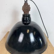 East German Black Enamel Factory Light by Lbd Veb Leuchtenbau Dresden, 1950