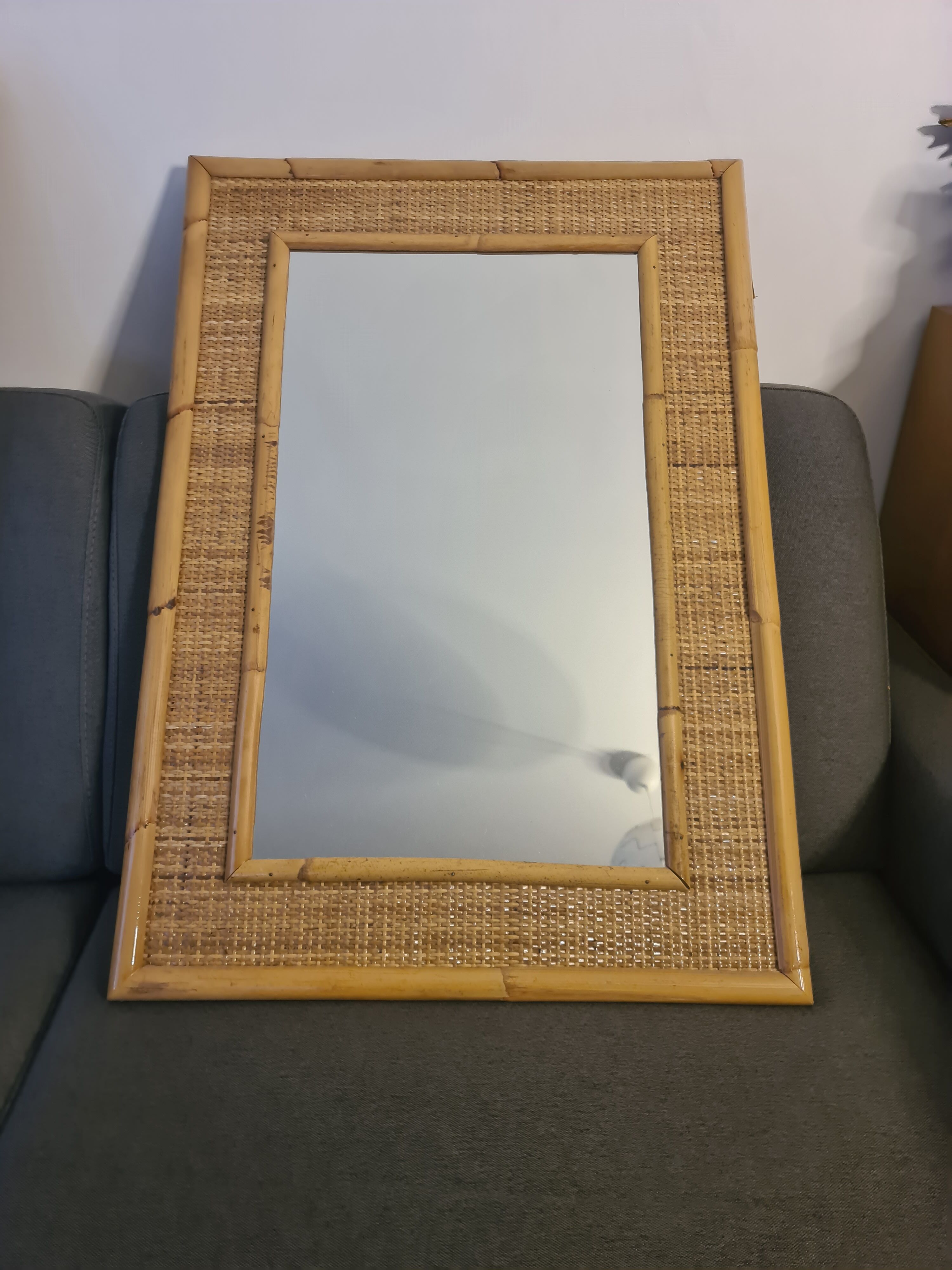 Vintage Mirror Dal Vera Bamboo Rattan 1970