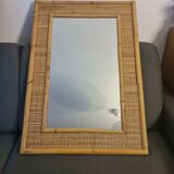 Vintage Mirror Dal Vera Bamboo Rattan 1970