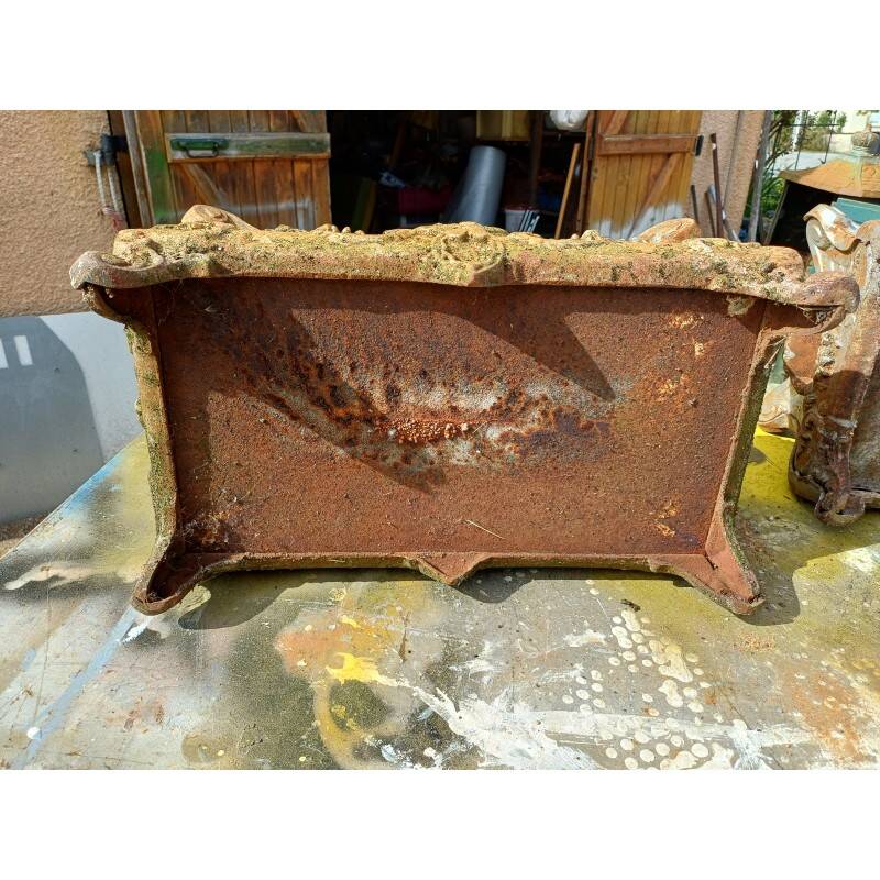 Pair of enamelled cast iron planters from 1900 from Charleville-Mézières