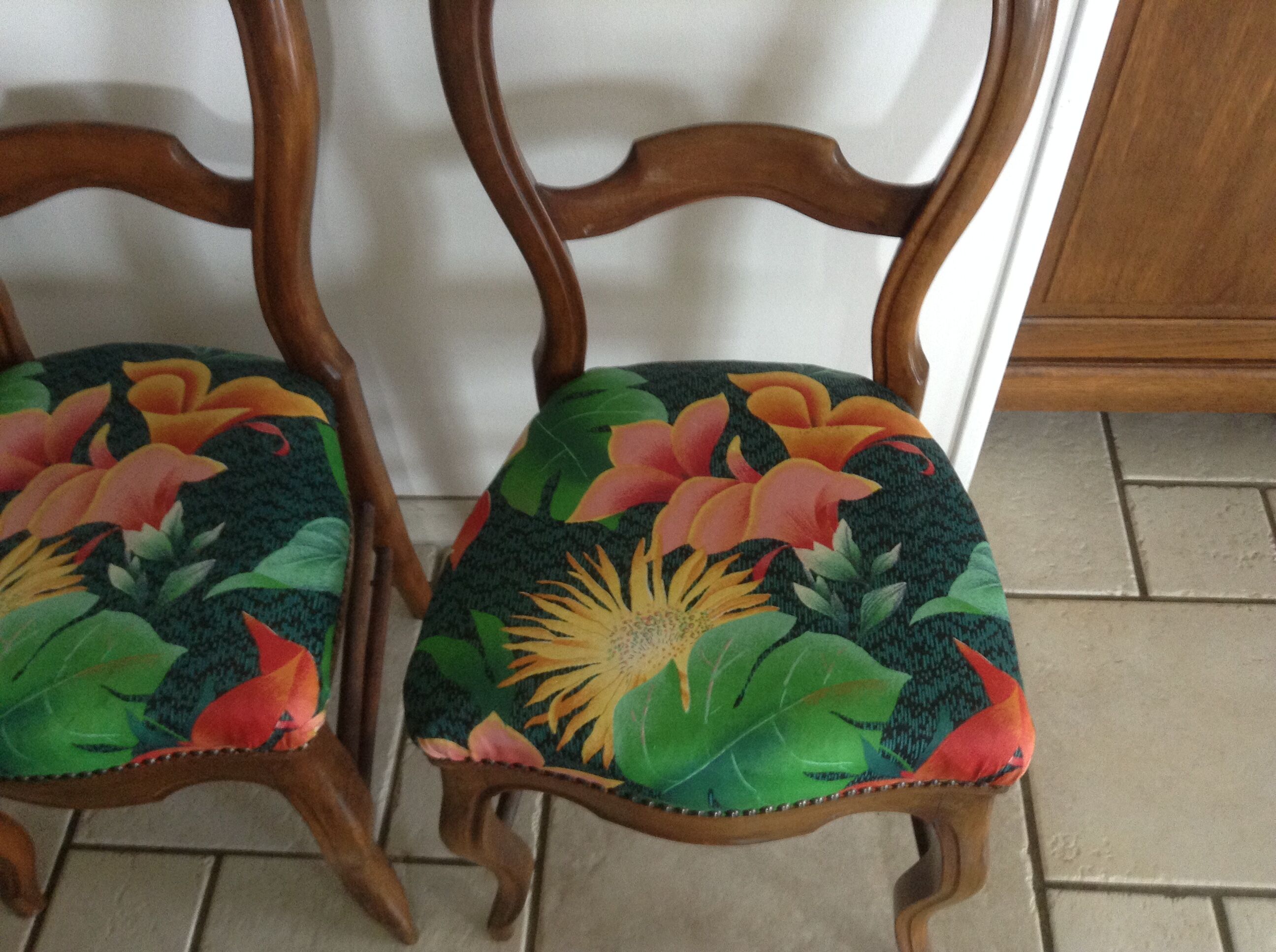 Pair of old chairs in walnut