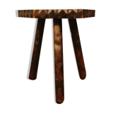 Brutalist tripod stool cut with gouge