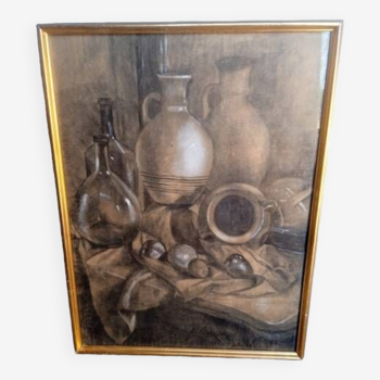 Charcoal and chalk still life painting ep 1940/50