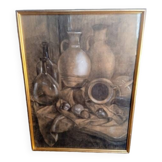 Charcoal and chalk still life painting ep 1940/50