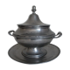 Pewter round tray & soup tureen