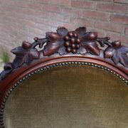 Mahogany Napoleon III Armchair with Carved Grapes  Decoration on Top, 1870s