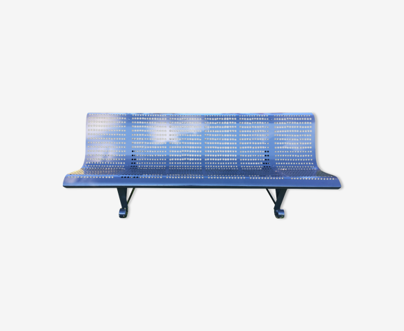 Banc de jardin vintage en metal repeint en gris