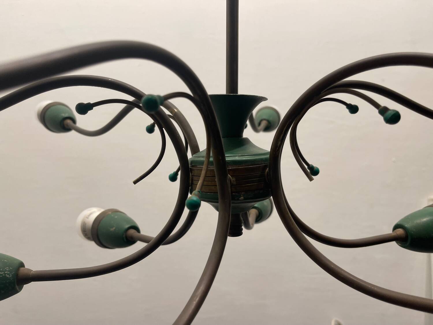 Italian Bronze Green Chandelier 1950’s