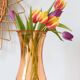 Large glass vase, apricot, French vintage, authentic
