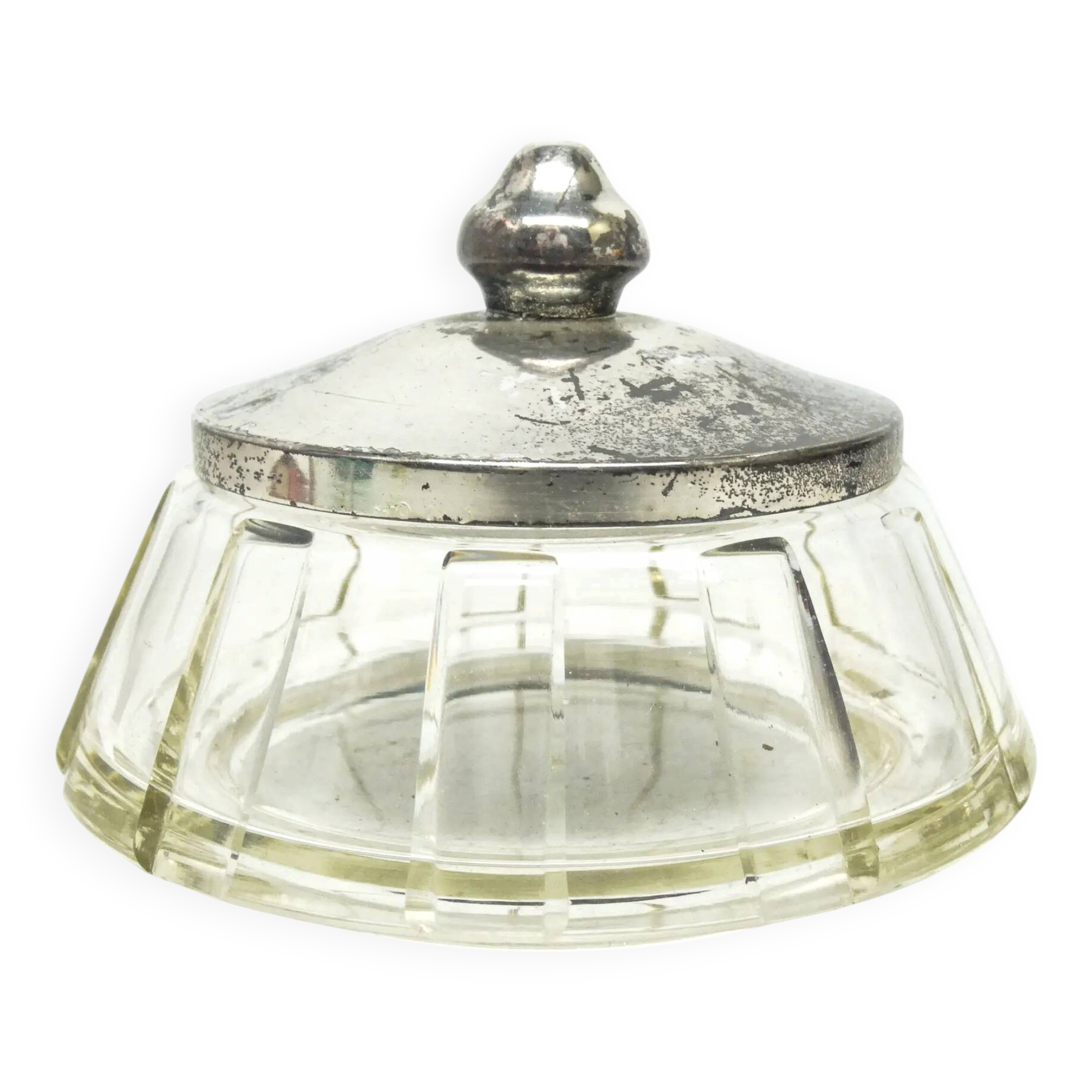 Art Deco bonbonniere, crystal, silver-plated brass, Sweden, 1930s