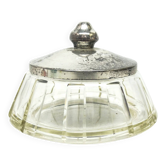 Bonbonnière Art Déco, cristal, laiton argenté, Suède, années 1930