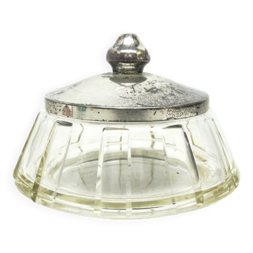 Bonbonnière Art Déco, cristal, laiton argenté, Suède, années 1930