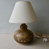 Ceramic lamp from the 60s, decoration flowers, Scandinavian, signed