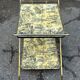 Vintage gold folding wheeled dessert trolley Toile de Jouy 1970s bar furniture