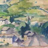 "Provençal Landscape" original watercolor on pencil