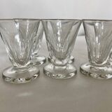 Set de 6 verres shots modernistes en cristal taillé côtes plates 1950