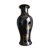 Ancien vase chinois porcelaine noire aux oiseaux phoenix kangxi marque XIXème