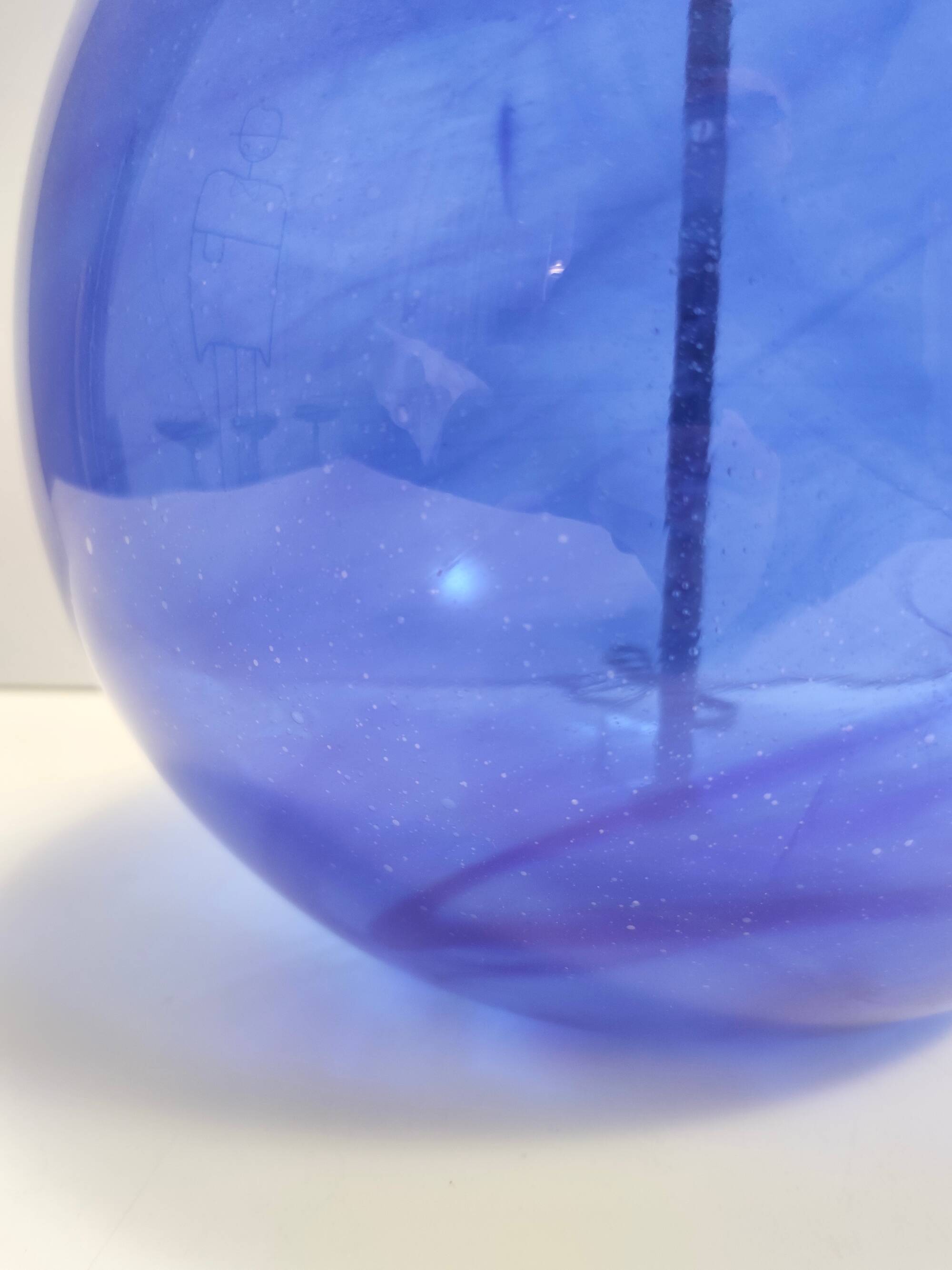 Blue Murano Glass Table Lamp with or without Fabric Lampshade, Italy