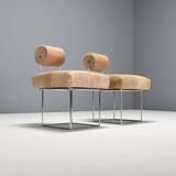 Paire de chaises d'appoint postmodernes en peau de vache par Fritz Brückner, Allemagne 1980