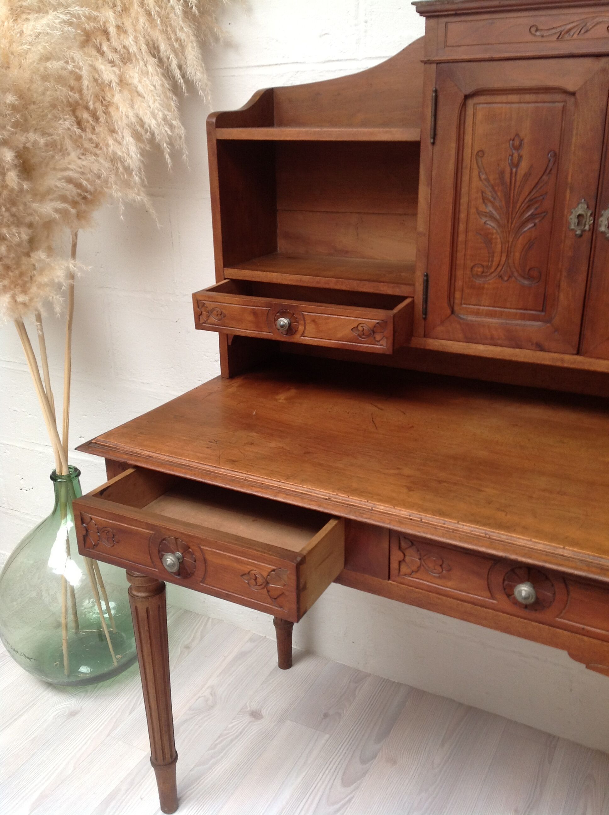 Secretary carved wood