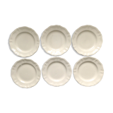 Set of 6 flat plates Digoin Sarreguemines, ivory color