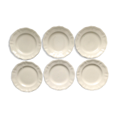 Set of 6 flat plates Digoin Sarreguemines, ivory color