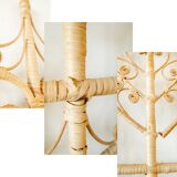 Bamboo wicker 1970s heart design 3 panel room divider