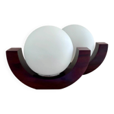 Pair of "Bascules" wall lights in wood and opaline glass - 1970.