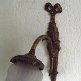 French Bronze Empire Style Ribbon & Bows Wall Light with Frilled Glass Shade 5140