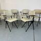 6 chaises industrielles en acier de style Mid-Century avec accoudoirs en bois de Marko