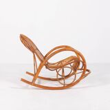 Fauteuil à bascule italien en rotin, 1960