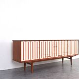 Mid-Century Op-Art Hand-Painted Teak Sideboard, 1960s